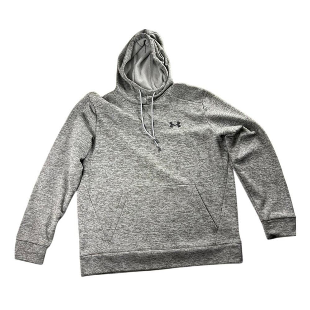 Mens Under Armour Gray Hooded Sweatshirt Drawstring Size Large